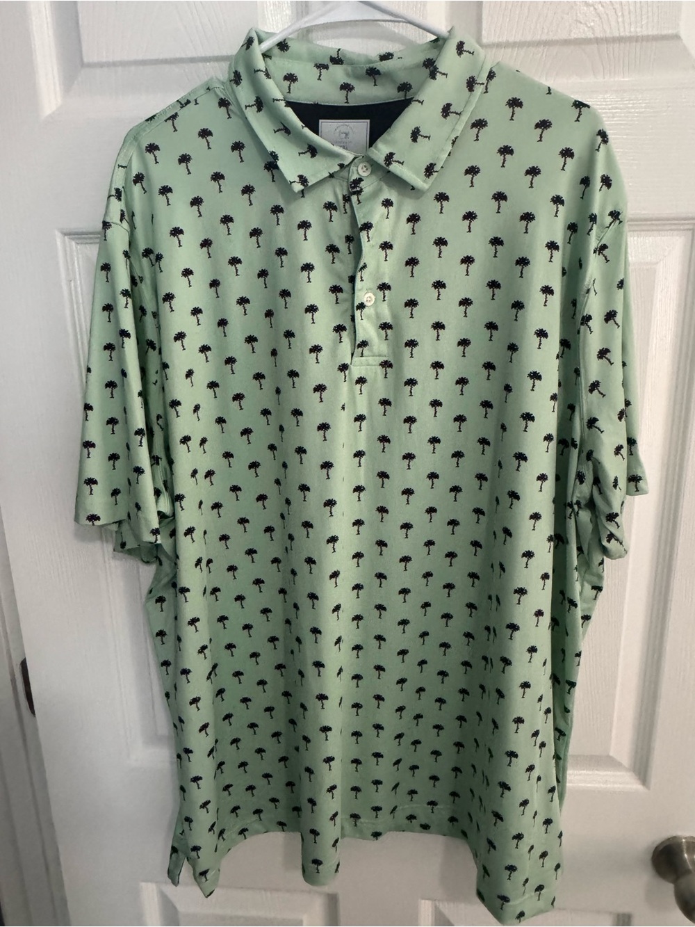 crown & ivy Green Palm-Print Polo Size XXL